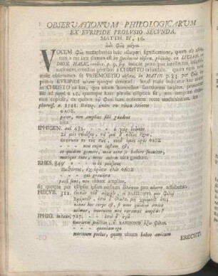Observationvm Philologicarvm Ex Evripide Prolvsio Secvnda.