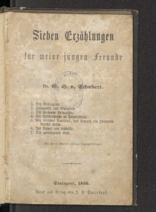 Sieben Erzählungen für meine jungen Freunde