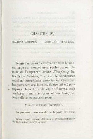 Chapitre IV. Relations Modernes - Ambassades Portugaises.