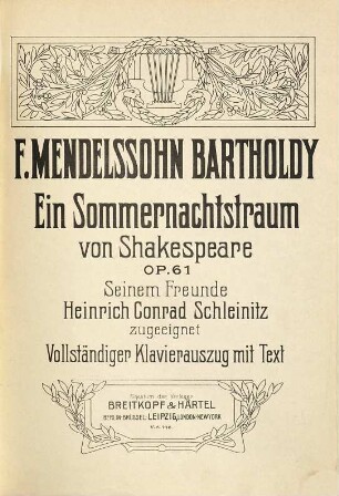 Ein Sommernachtstraum : von Shakespeare ; op. 61