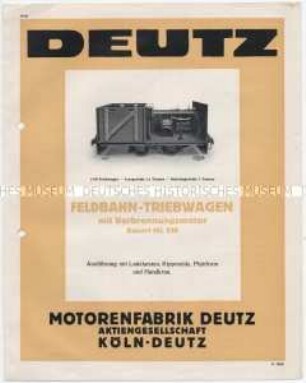 Deutz Feldbahn-Triebwagen mit Verbrennungsmotor Bauart ML 216