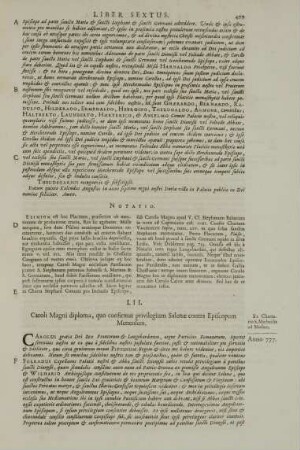 LII. Caroli Magni diploma, quo confirmat privilegium Salonae contra Episcopum Mettensem.