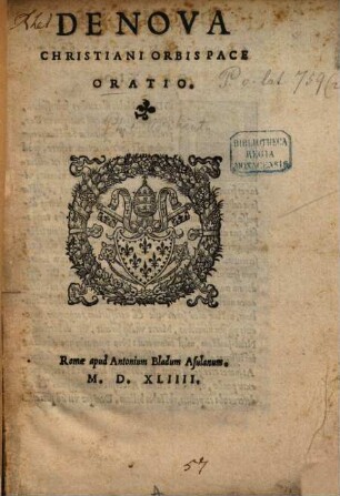 De nova christiani orbis pace oratio