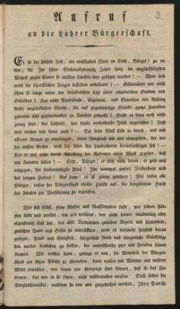 Aufruf an die Lahrer Bürgerschaft : [Lahr, den 25. März 1797.]