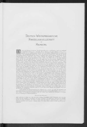 Deutsch-Westafrikanische Handelsgesellschaft zu Hamburg.