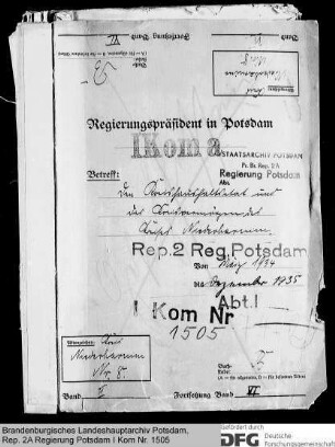 Kreishaushaltspläne, Verwaltungsberichte und Kreisvermögen des Kreises Niederbarnim