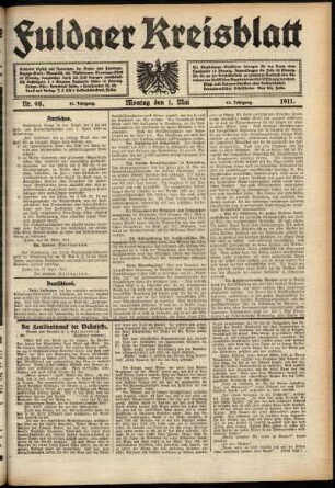 Ausgabe vom Montag, den 01. Mai 1911.