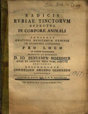 Radicis Rvbiae Tinctorvm Effectvs In Corpore Animali