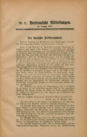 17.1918: Vertrauliche Mitteilungen