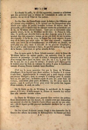 Mémoire Pour Madame La Duchesse De Deux-Ponts Defenderesse. Contre Les Veuve Et Heretiers Du Sieur De Waldner De Schweighausen Demandeurs