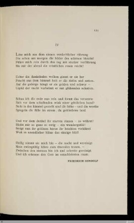 IV Löse mich aus dem sinnen verderblicher rührung / Friedrich Gundolf