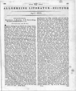 Gesterding, F. C.: Die Lehre vom Pfandrecht, nach Grundsätzen des Römischen Rechts. Greifswald: Mauritius 1831 (Fortsetzung von Nr. 61)