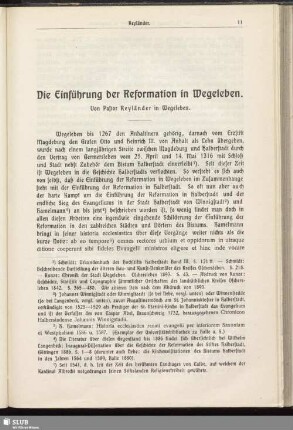 Die Einführung der Reformation in Wegeleben