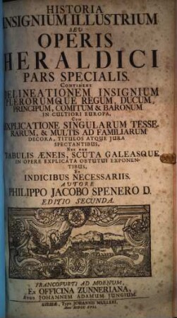 Historia insignium illustrium seu operis heraldici pars specialis