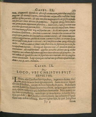 Caput IX. De Loco, Ubi Christus Fuit Sepultus.