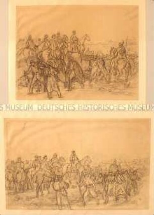 Generalleutnant Nehrhoff von Holderberg, sächsischer Kommandeur, bei Brie-sur-Marne am 2. Dezember 1870 - Nr. 16c aus "Original-Skizzen und Studien/1. Theil" (4. und 5. Fassung)