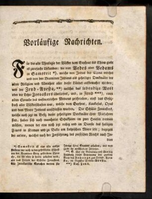 I-XX, I. Vorlaeufige Nachrichten