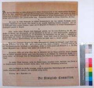 Bekanntmachung über die Auflösung der Leipziger Bürgergarde nach den Unruhen im August 1831