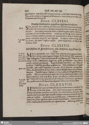 Epist. CLXXXVII. Dilectißimo & spectabili viro, filio Bonifacio, Augustinus, Episcopus