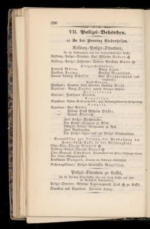 VII. Polizei=Behörden.