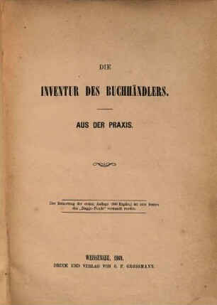 Die Inventur des Buchhändlers : Aus der Praxis