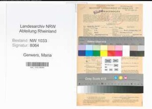 Entnazifizierung Maria Gerwers , geb. 06.09.1921 (Angestellte)