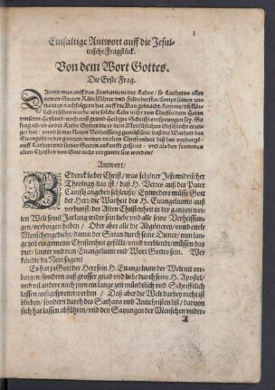 Einfaltige Antwort auff die Jesuitrische Fragstück.