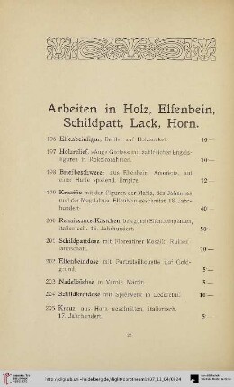 Arbeiten in Holz, Elfenbein, Schildpatt, Lack, Horn