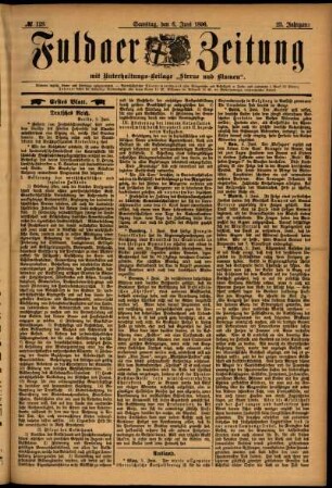 Erste Ausgabe vom Samstag, den 06. Juni 1896.
