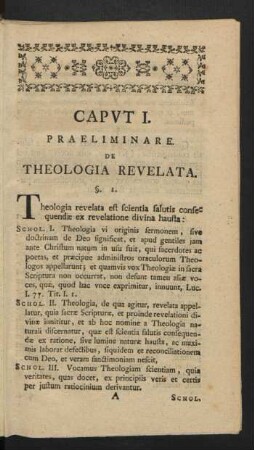Caput I. Praeliminare. De Theologia Revelata.