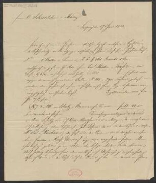 Brief an B. Schott's Söhne : 17.01.1833