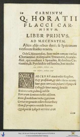 QUINCTI HORATII FLACCI CARMINUM LIBER PRIMUS