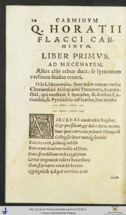 QUINCTI HORATII FLACCI CARMINUM LIBER PRIMUS