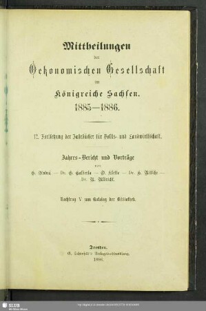 12.1885/86(1886): Mitteilungen der Ökonomischen Gesellschaft im Königreiche Sachsen