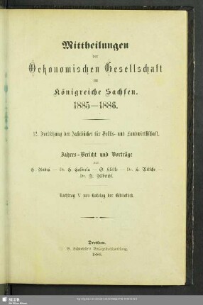 12.1885/86(1886): Mitteilungen der Ökonomischen Gesellschaft im Königreiche Sachsen