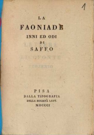 La Faoniade : Inni ed Odi di Saffo