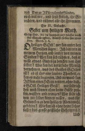 Die III. Andacht. Gebet um heiligen Muth.