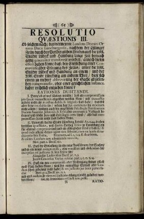 Resolutio Quæstionis III.