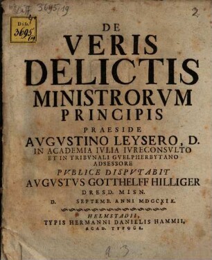 Disp. de veris delictis ministrorum principis