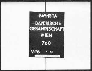 Berichte Wickenburgs an Vieregg