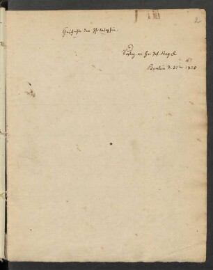 Geschichte der Philosophie, Berlin WS 1825/1826
