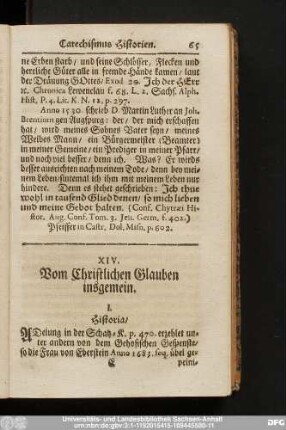 XIV. Vom Christlichen Glauben insgemein.