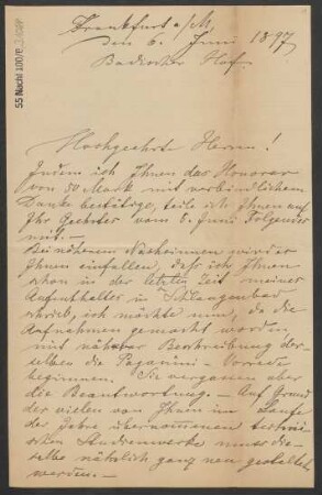 Brief an B. Schott's Söhne : 06.06.1897