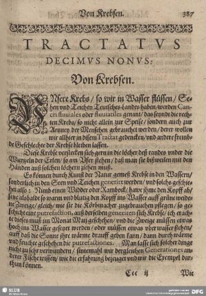 Tractatus Ddicimus Nonus: Von Krebsen.