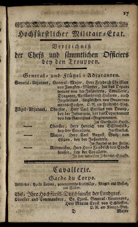 Hochfürstlicher Militair-Etat