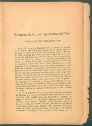Resumen de historia diplomática del Perú : Confederación Perú-Boliviano