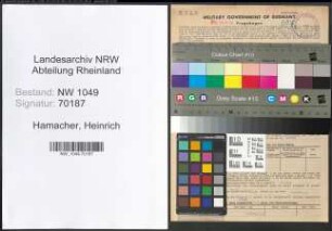 Entnazifizierung Heinrich Hamacher , geb. 06.03.1893 (Schneider)
