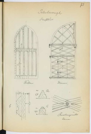 Kathedrale, Peterborough: Ansichten, Details Westportal (aus: Skizzen- und Fotoalbum 26)