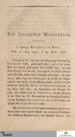 Das Herzogthum Würtemberg