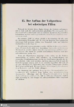 15. Der Aufbau der Vollprothese bei schwierigen Fällen